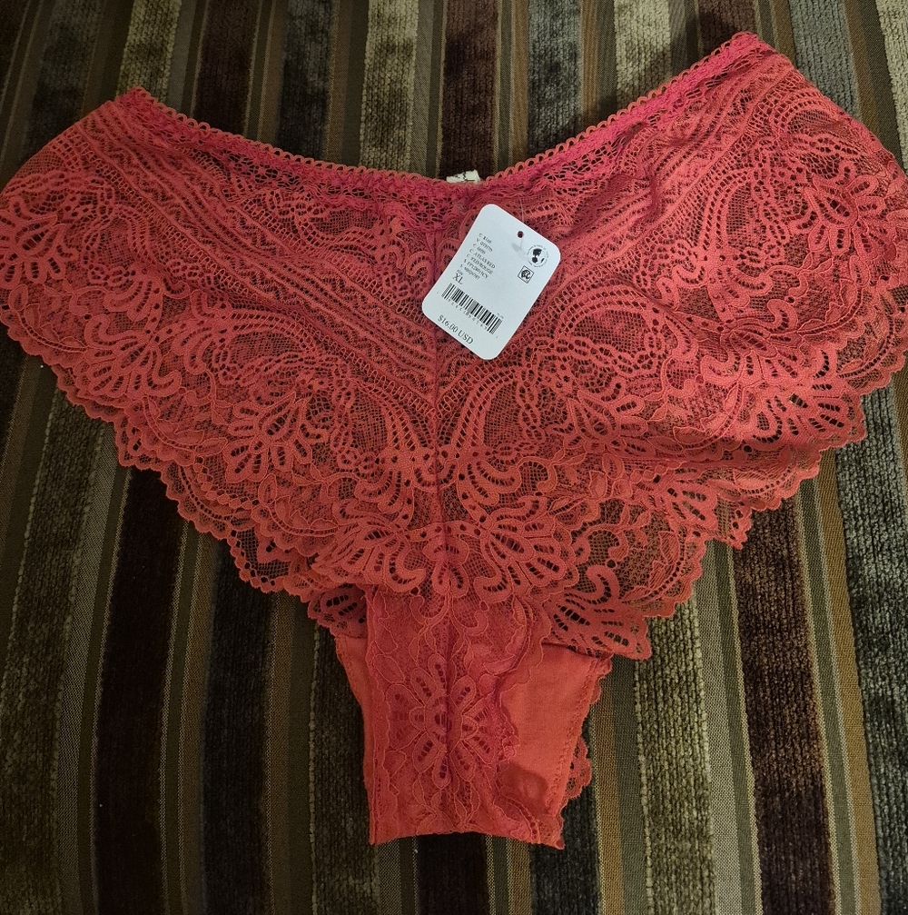 Free People Red Lace Cheeky Panty